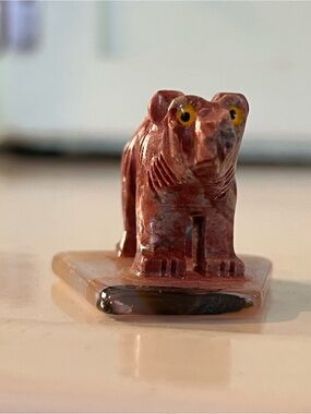 Hand-Carved Red Jasper Stone Bear